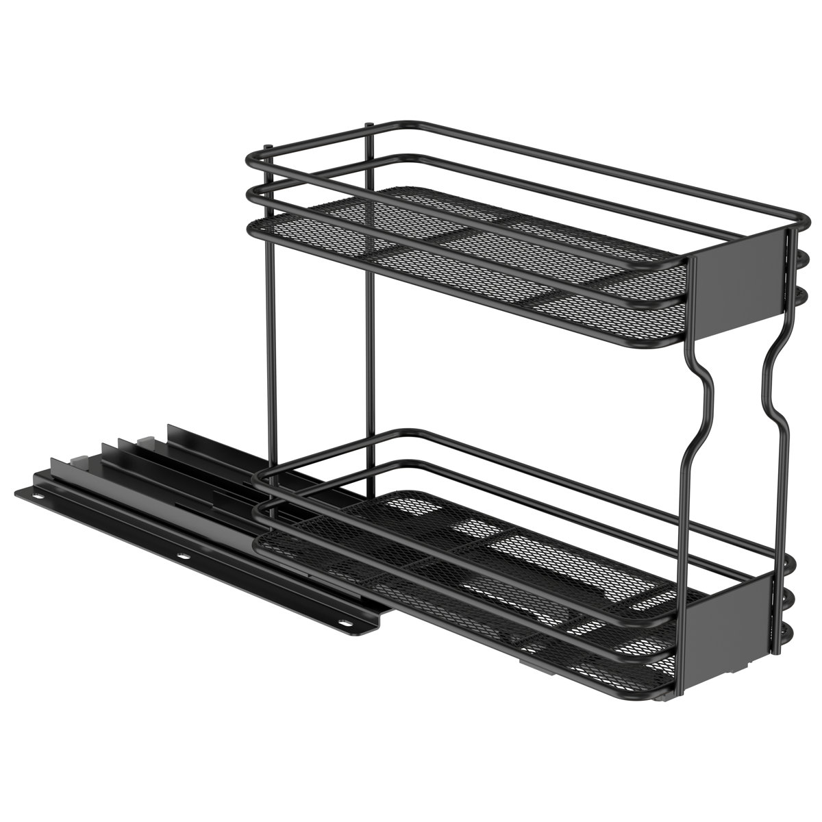 2-Tier Pull Out Spice Rack Organizer for Cabinet, Heavy Duty Slide Out Seasoning Organizer with Labels